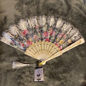 |Brightly Colored Foldable Fan w Glitter Accent|